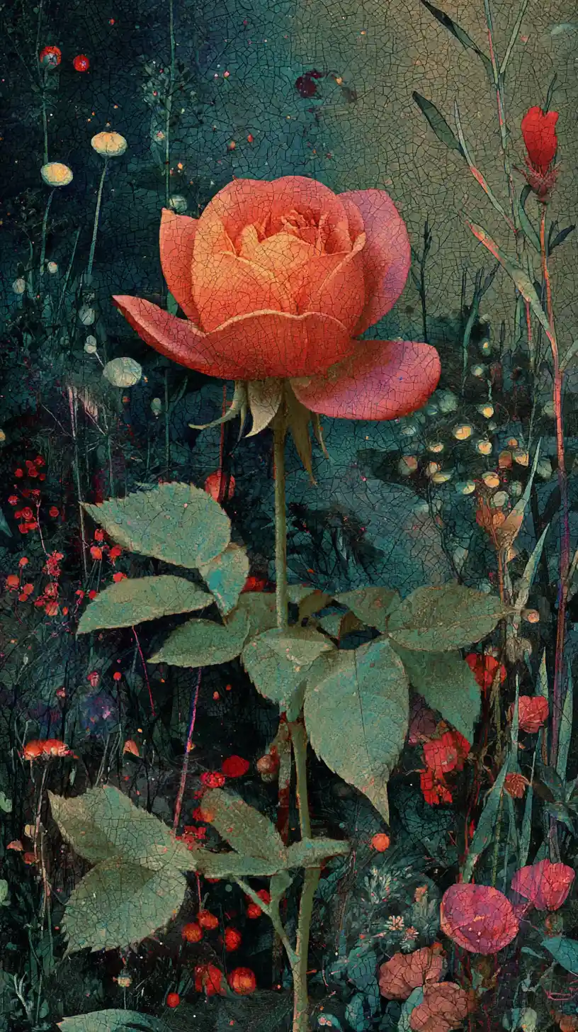 Angry anthropomorphic rose shouting in surreal collage art