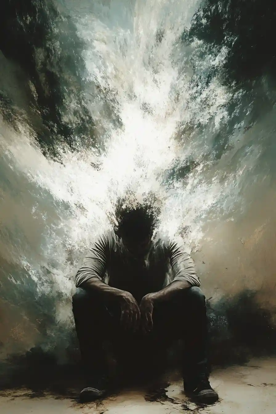 Thoughtful dark illustration on rage and inner transcendence