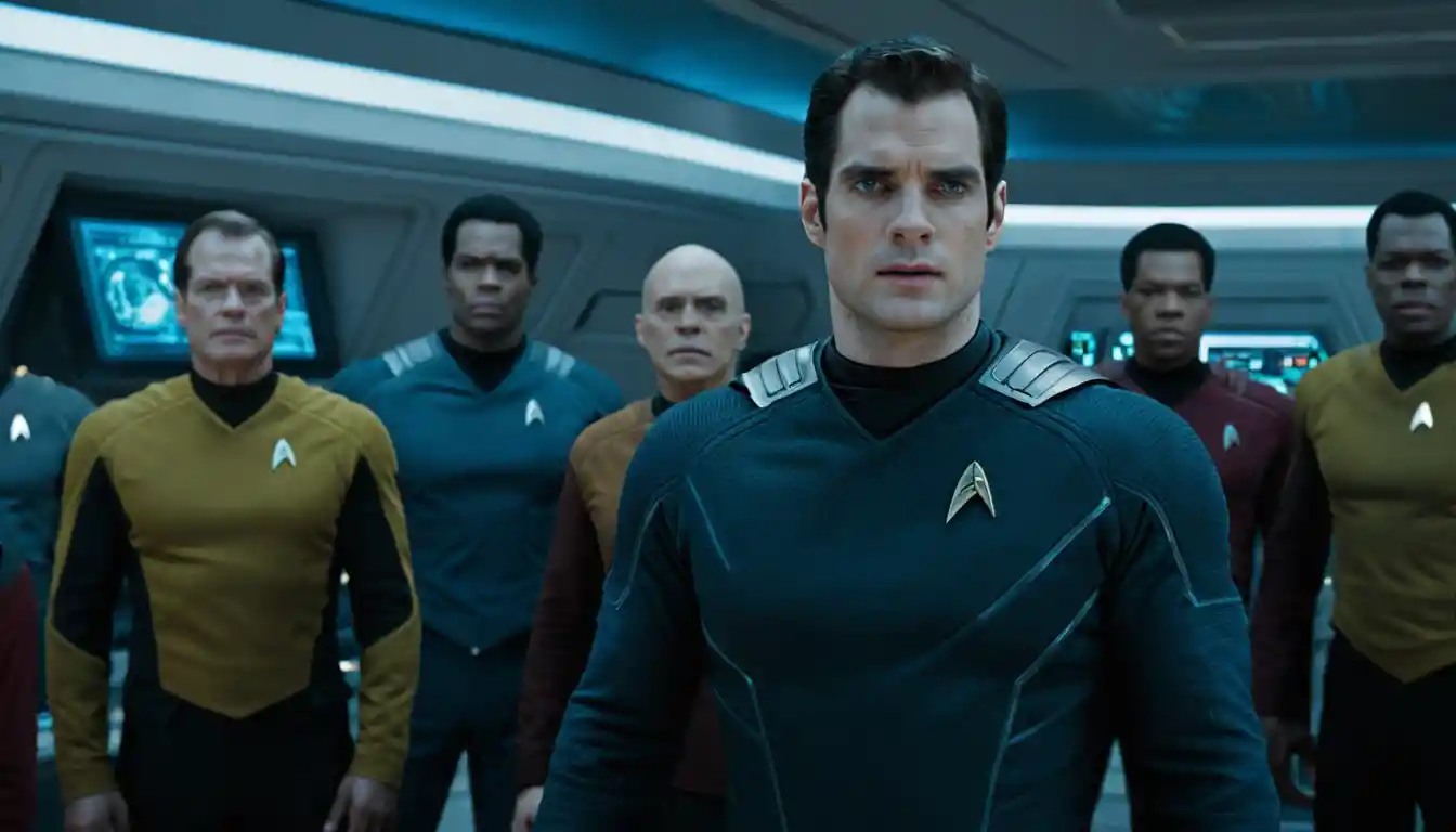 Heroic starship captain standing in a studio style portrait