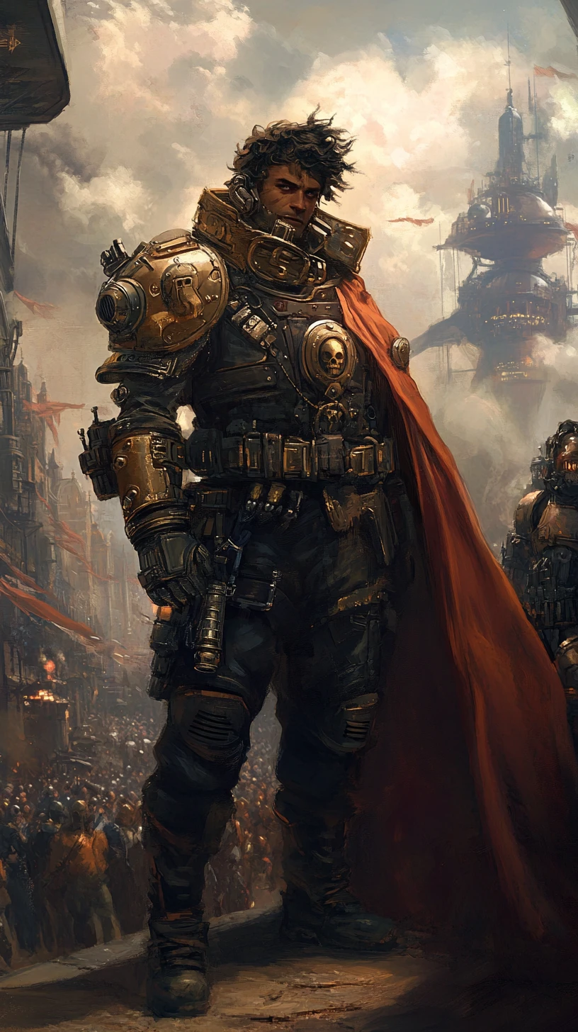 Guerreros de fantasía steampunk con armaduras intrincadas
