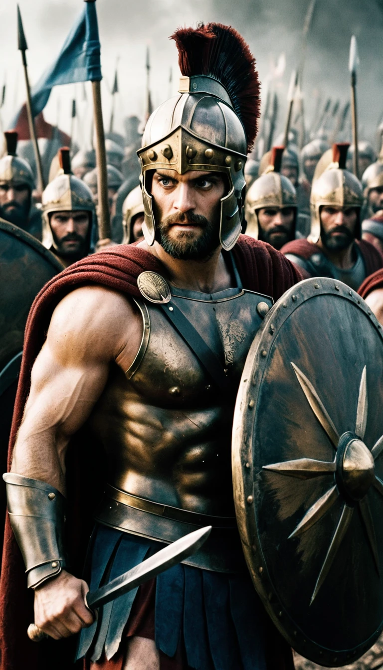 古代戦場でスパルタ兵を率いる戦士王