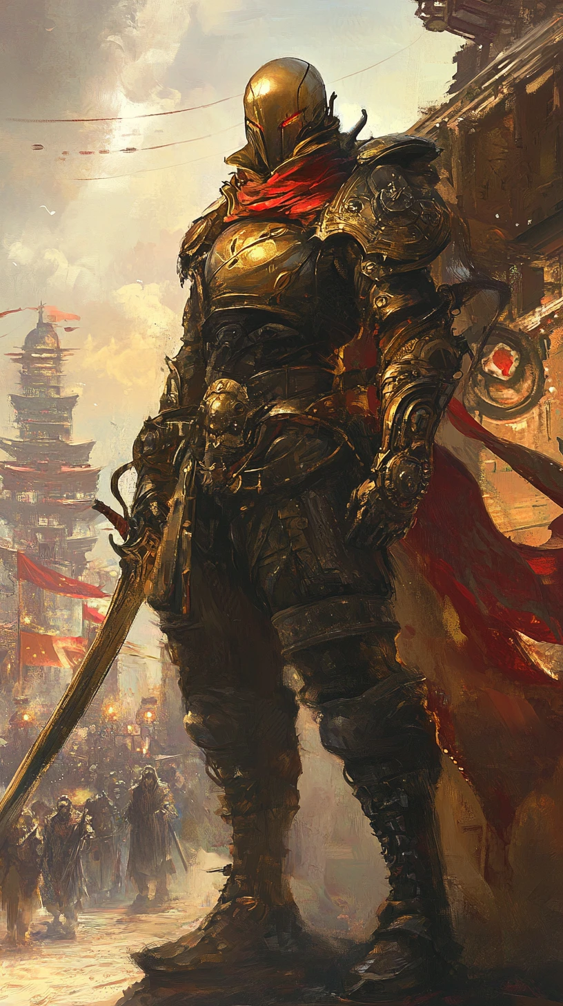 Steampunk ninja heroes with mechanical bodies in soft light