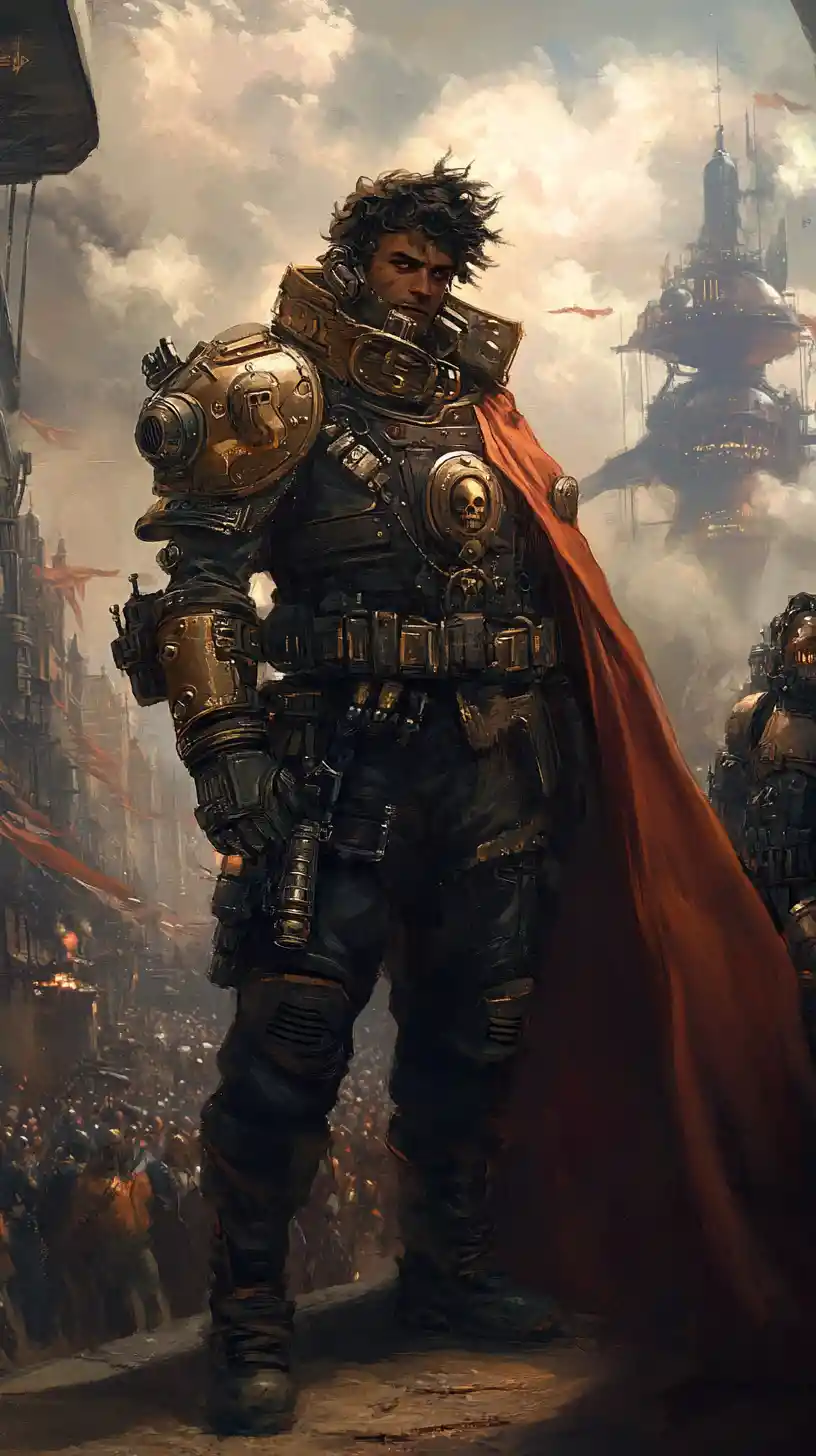 Steampunk fantasy warriors in intricate armored gear