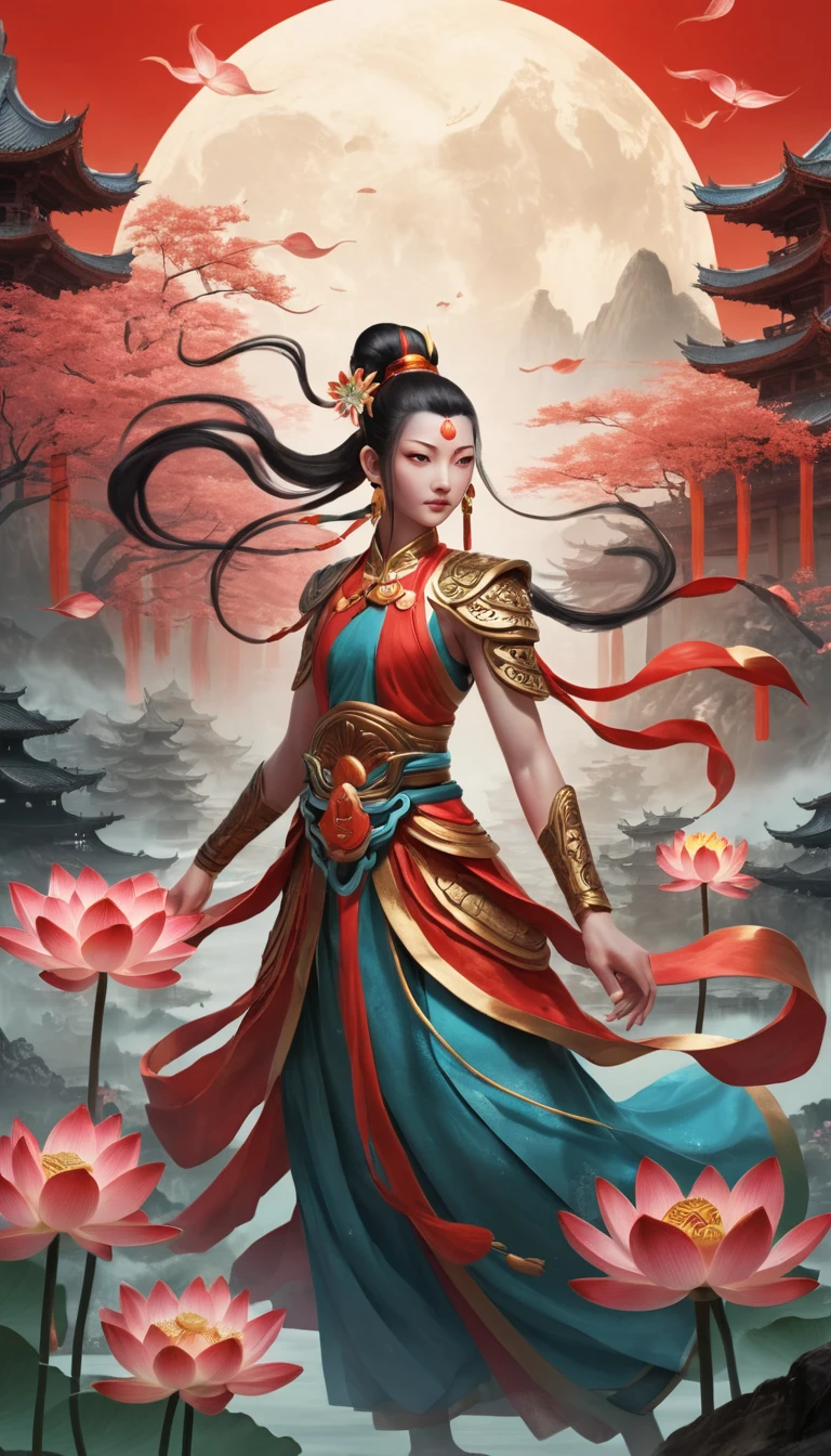 Mythical heroes reborn from a seven colored lotus