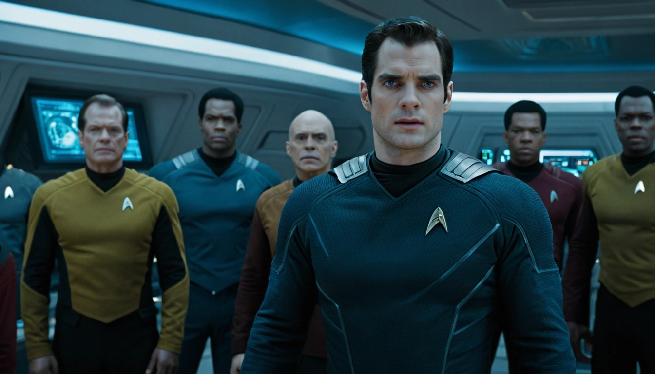 Heroic starship captain standing in a studio style portrait
