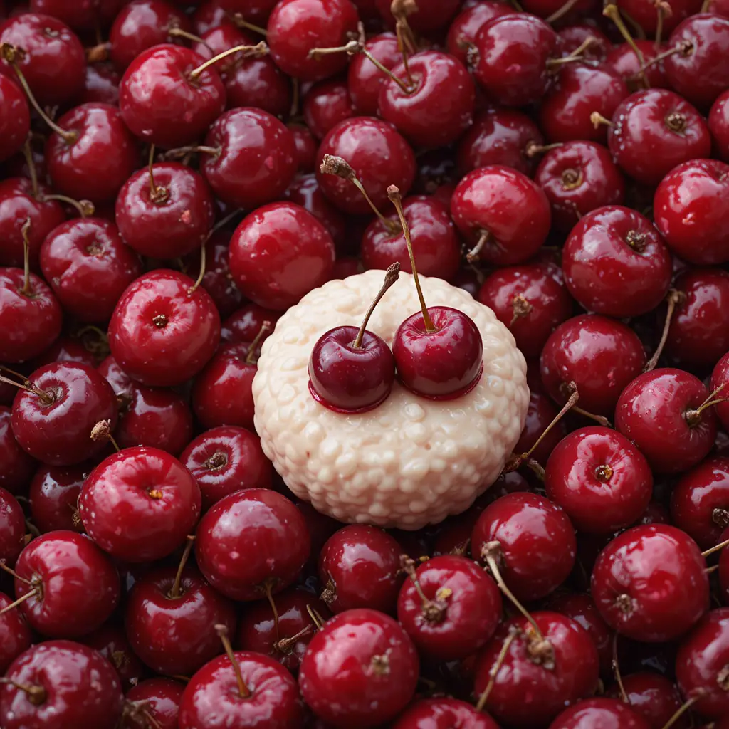 Bright digital illustration of tart cherry themed foods