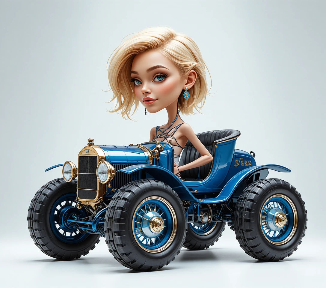 Studio shot of a blue vintage Ford style model t car
