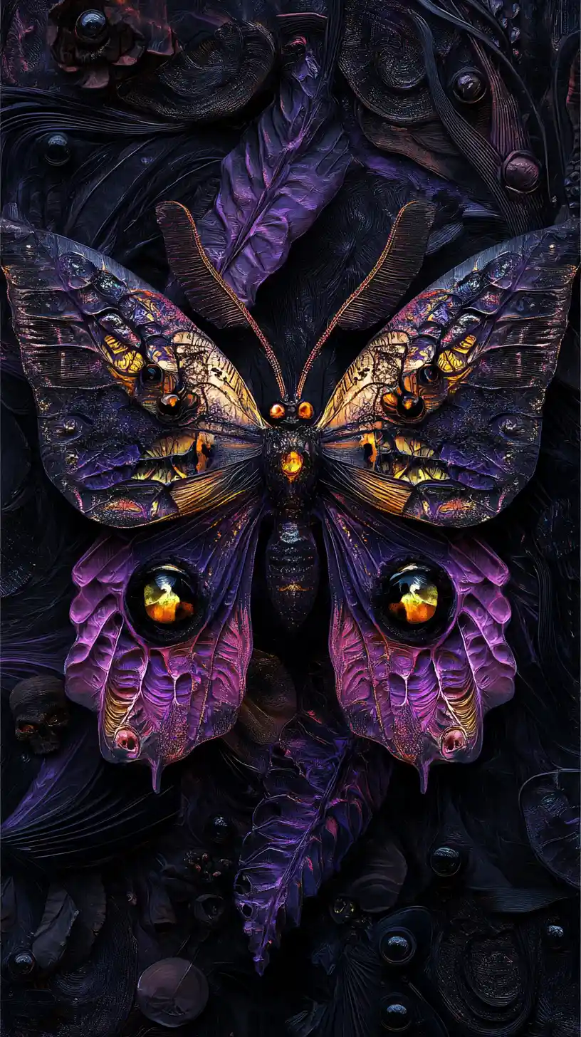 Mystical Moth Rising From A Dark Twisted Fantasy Realm