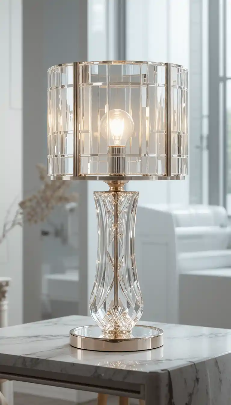 Lámpara de escritorio moderna de cristal con bombilla de brillo suave
