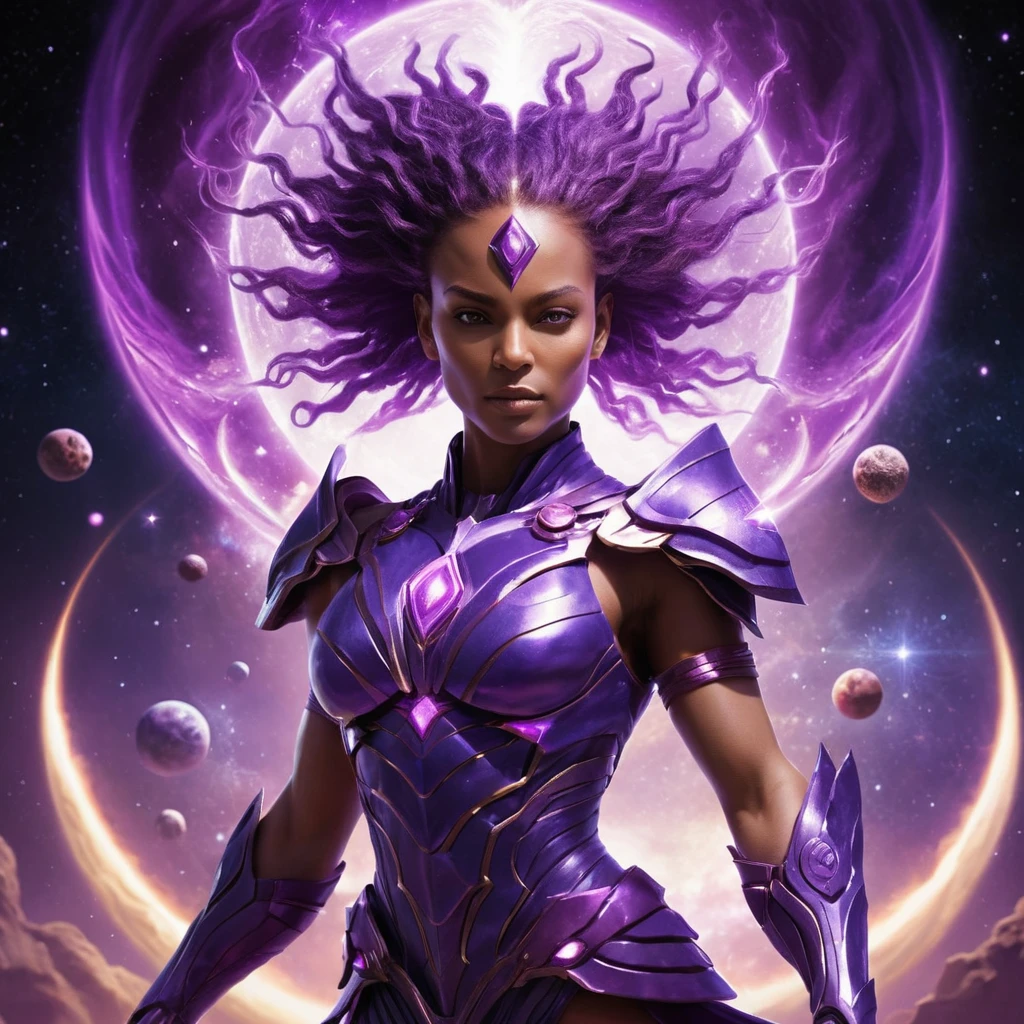 Violet Cosmic Elemental Warrior Channeling Quantum Energy