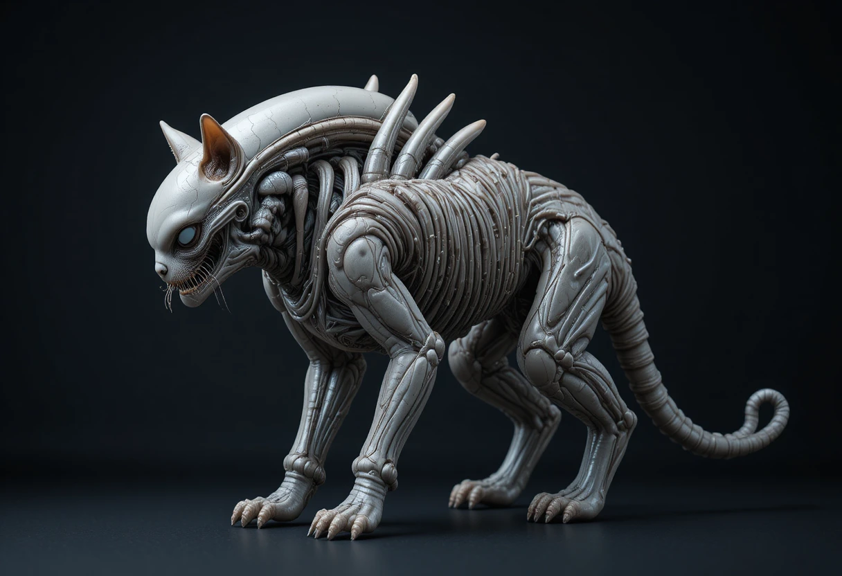 Alien cat hybrid in studio style sci fi concept art
