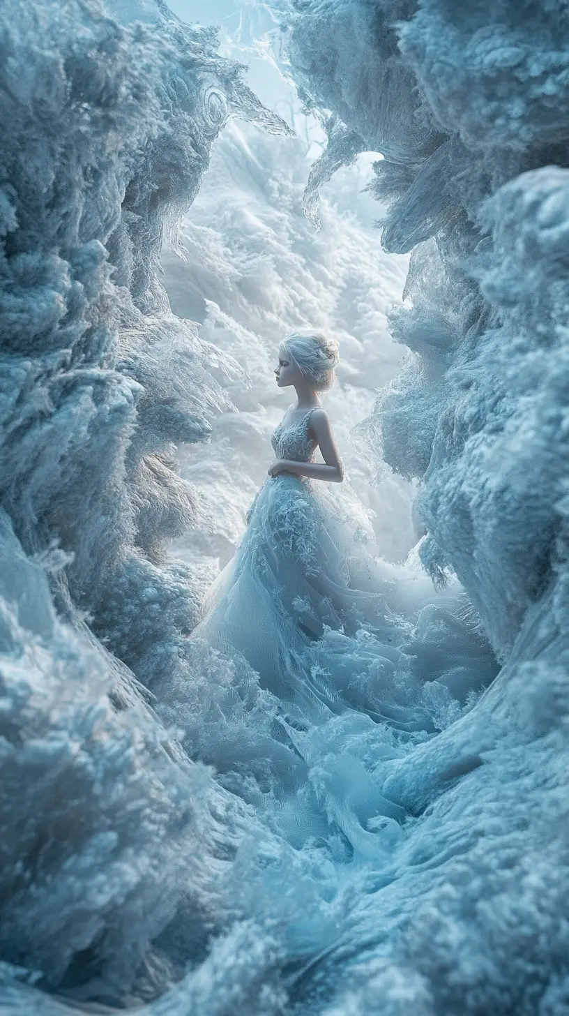 Surreal illusion of an ice fairy in a fantasy scene