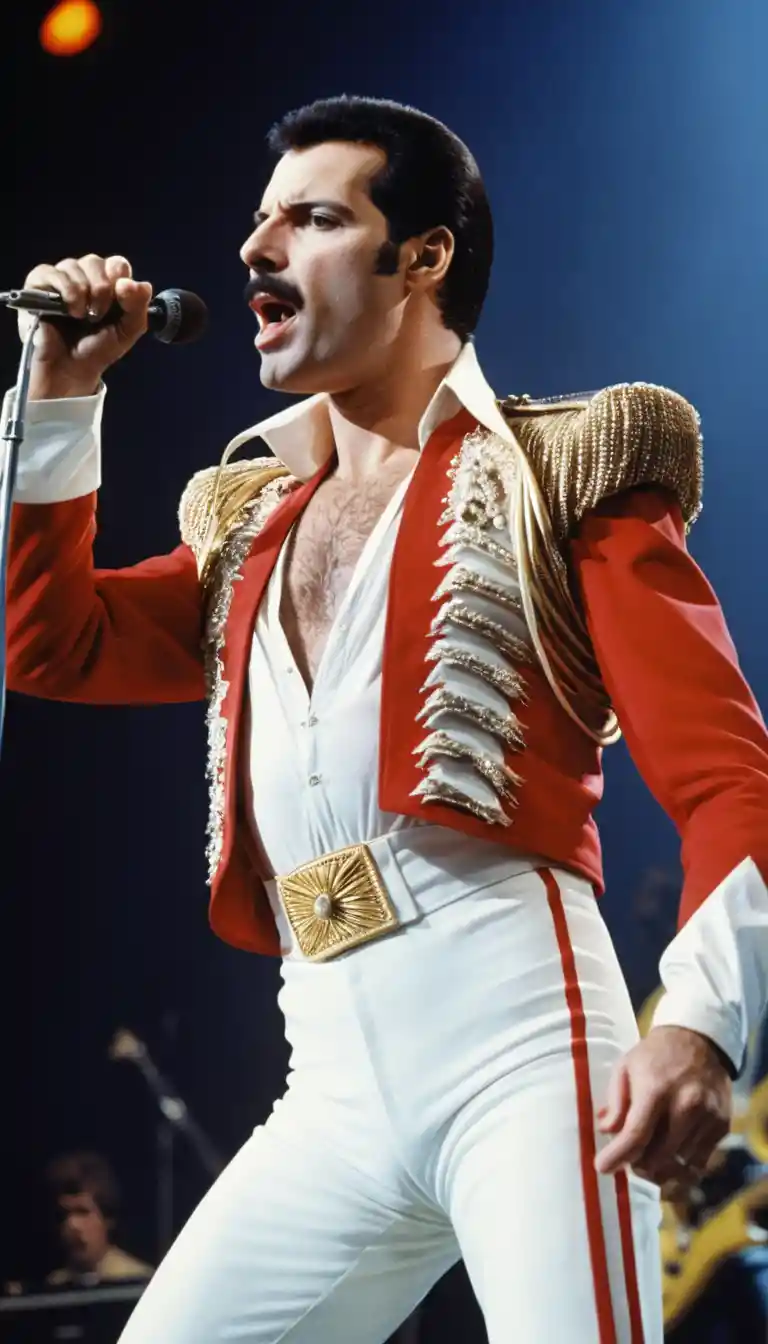 Cantante rock che si esibisce all’apice della fama mondiale