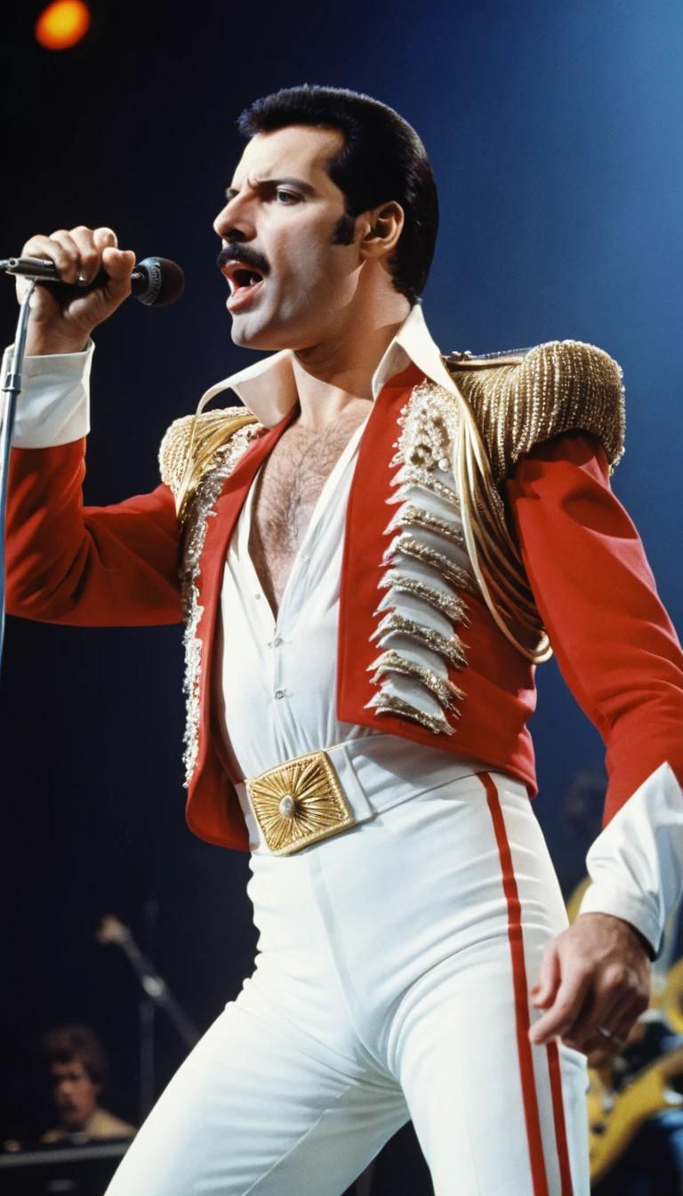 Cantante rock che si esibisce all’apice della fama mondiale