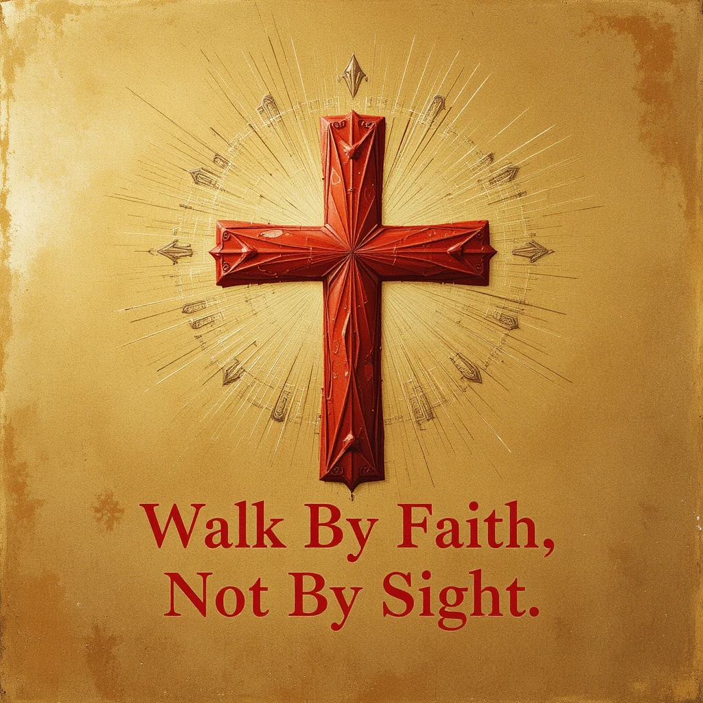 Red cross on gold background with inspirational scripture text