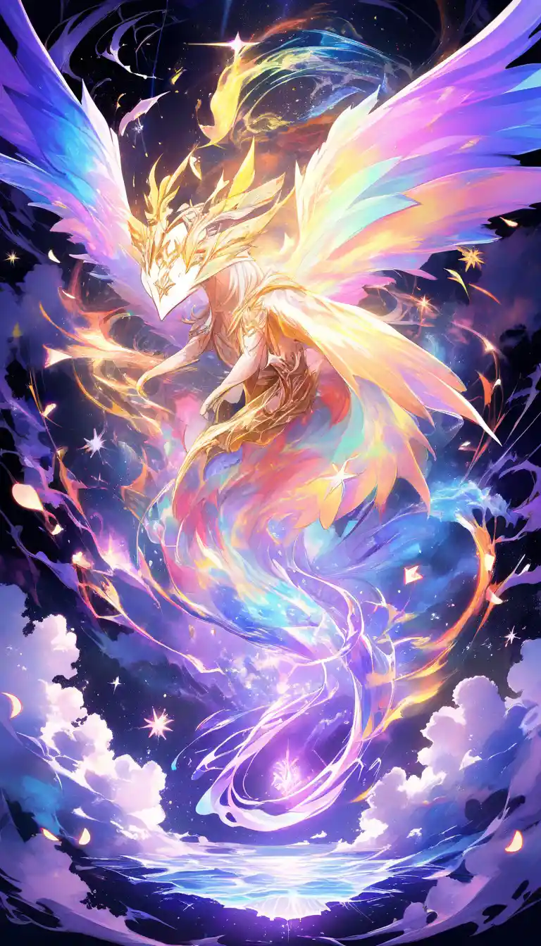 Luminescent Winged Creature In A Dreamy Lilac Sky