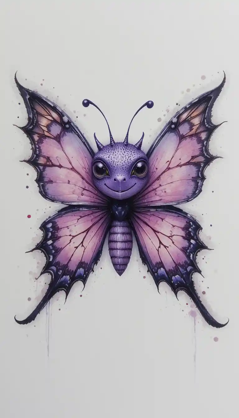 Mariposa acuarela fantasiosa con grandes ojos brillantes