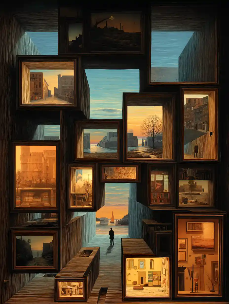 Shadow box di carta a strati con drammatica prospettiva forzata