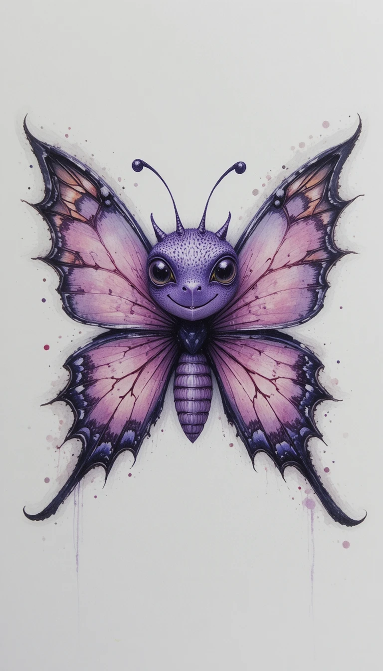 Mariposa acuarela fantasiosa con grandes ojos brillantes