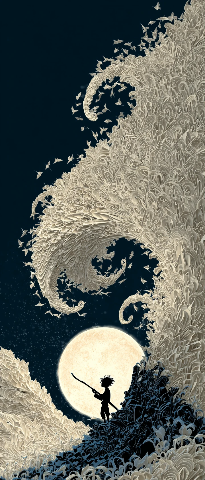 Giovane musicista scatena una tempesta vorticosa di samurai origami