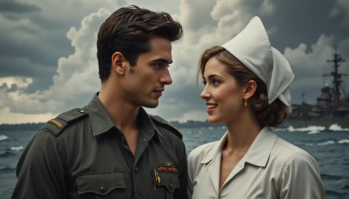 Kriegssoldaten und eine Krankenschwester im Chaos von Pearl Harbor