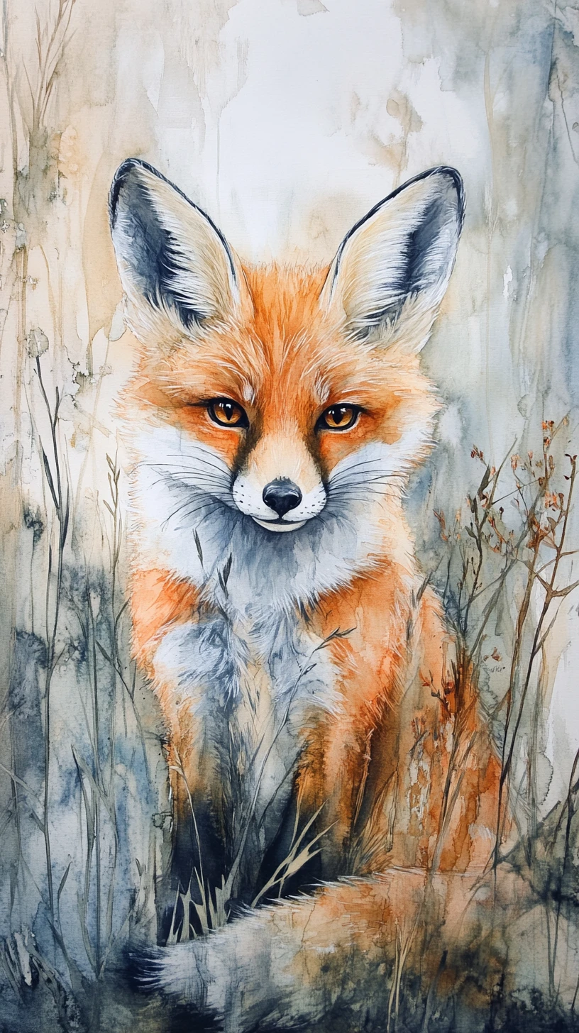 Young desert fox sitting and looking toward the viewer