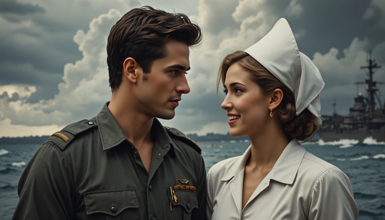 Kriegssoldaten und eine Krankenschwester im Chaos von Pearl Harbor