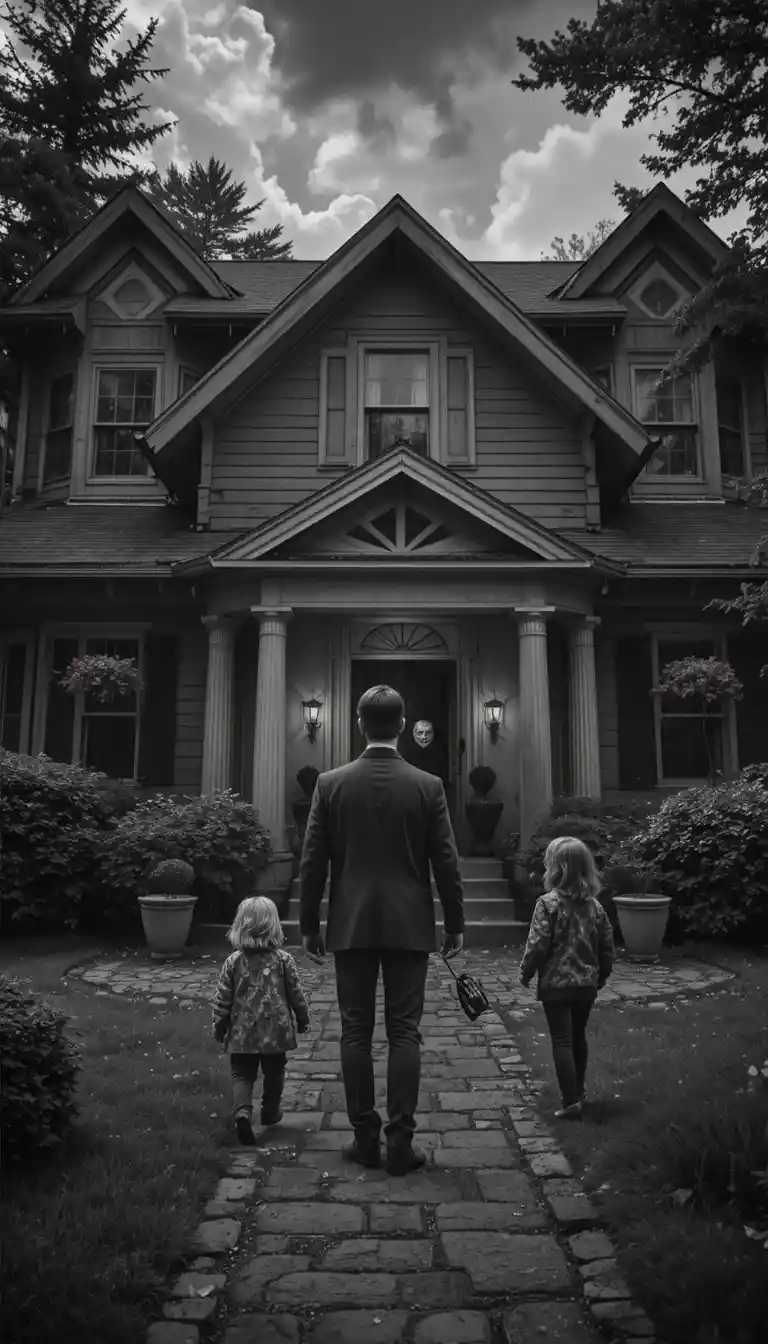 Paranormal investigators confronting spirits in a haunted house