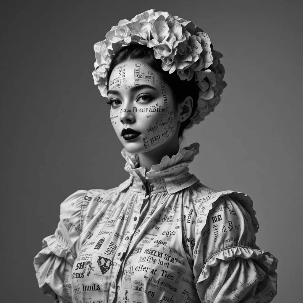 Retrato en blanco y negro de una mujer elegante y melancólica
