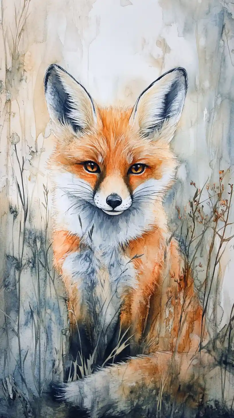 Young desert fox sitting and looking toward the viewer