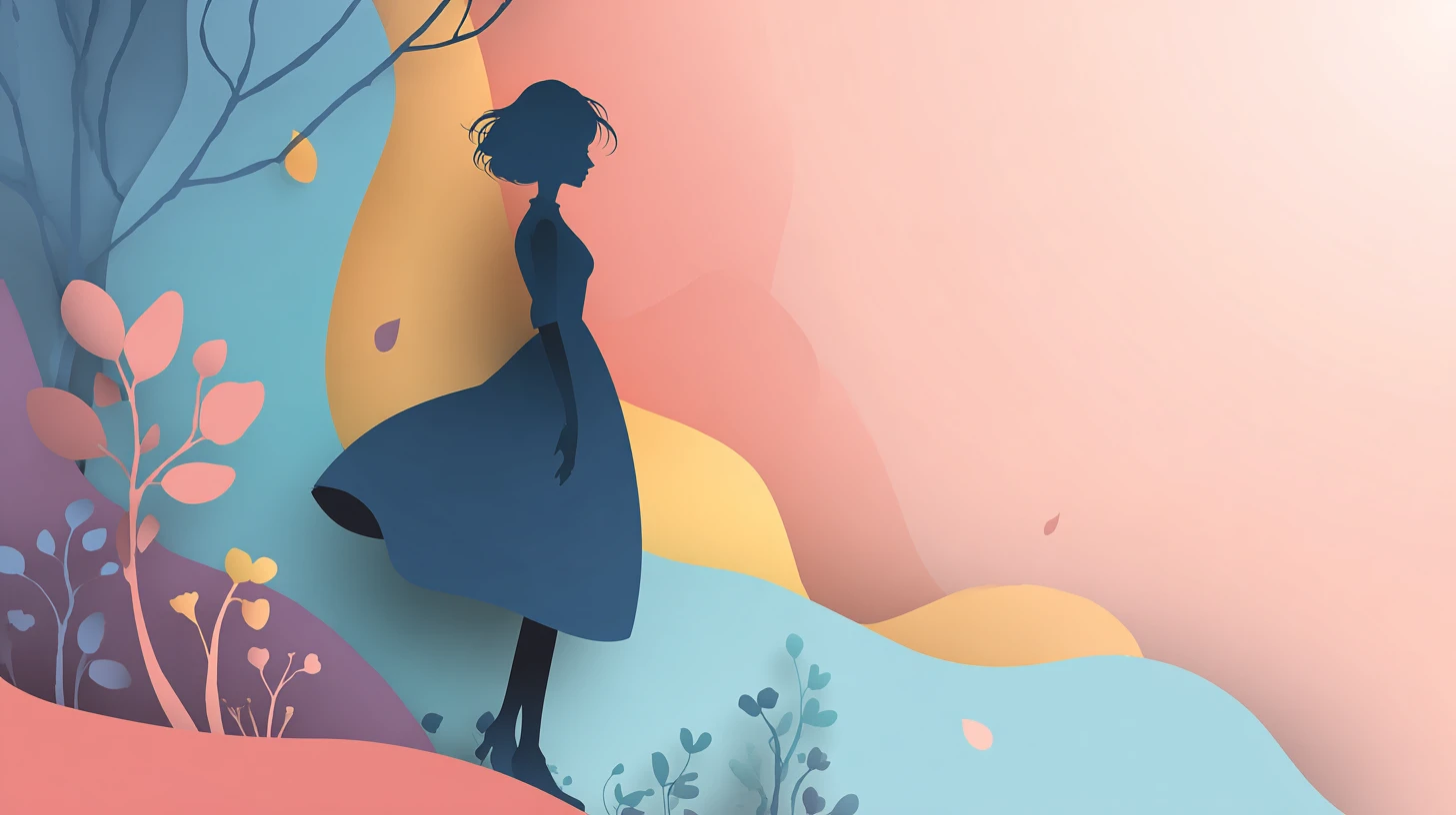 Paper Cutout Girl On Soft Pastel Gradient Background