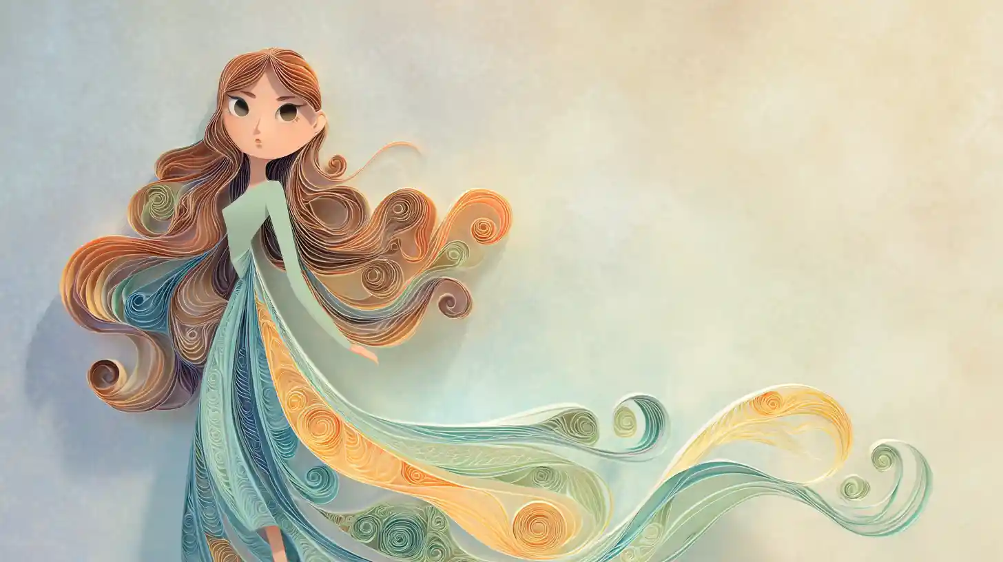 Elegant paper cutout girl on soft pastel gradient background