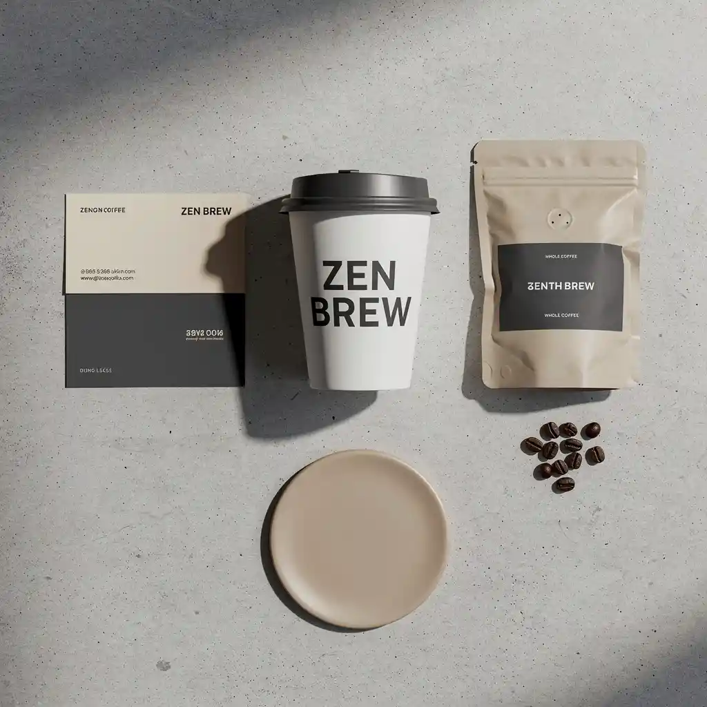 Minimalistisches Coffee-Branding-Kit im Flat-Lay-Layout