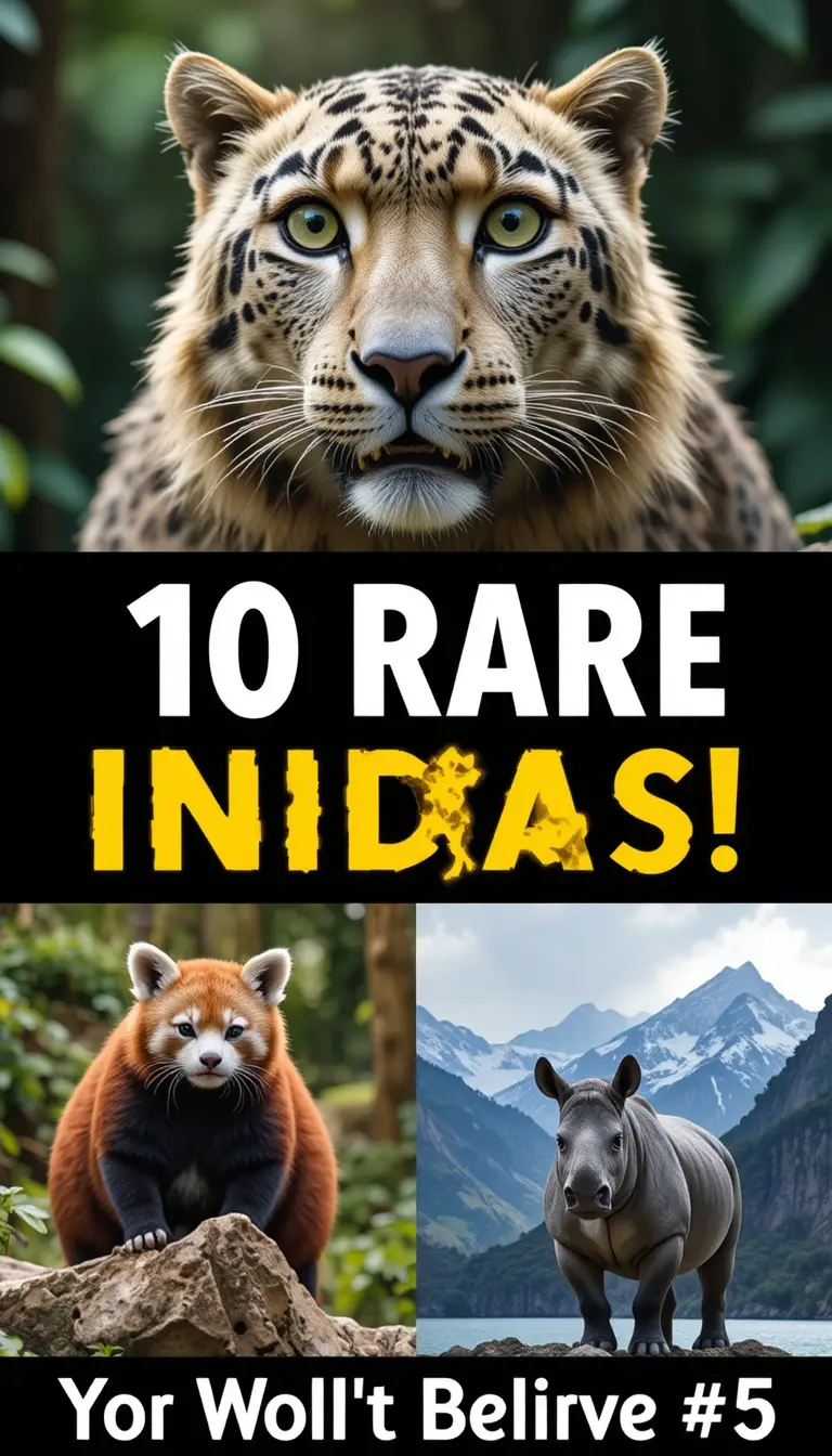 Collage of rare wild animals found only in India