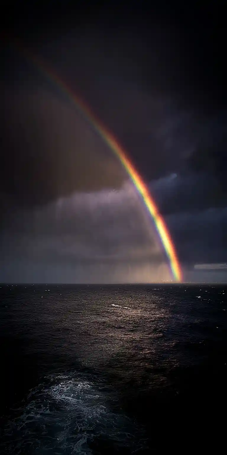 Persona llorando de felicidad bajo la lluvia en una noche oscura