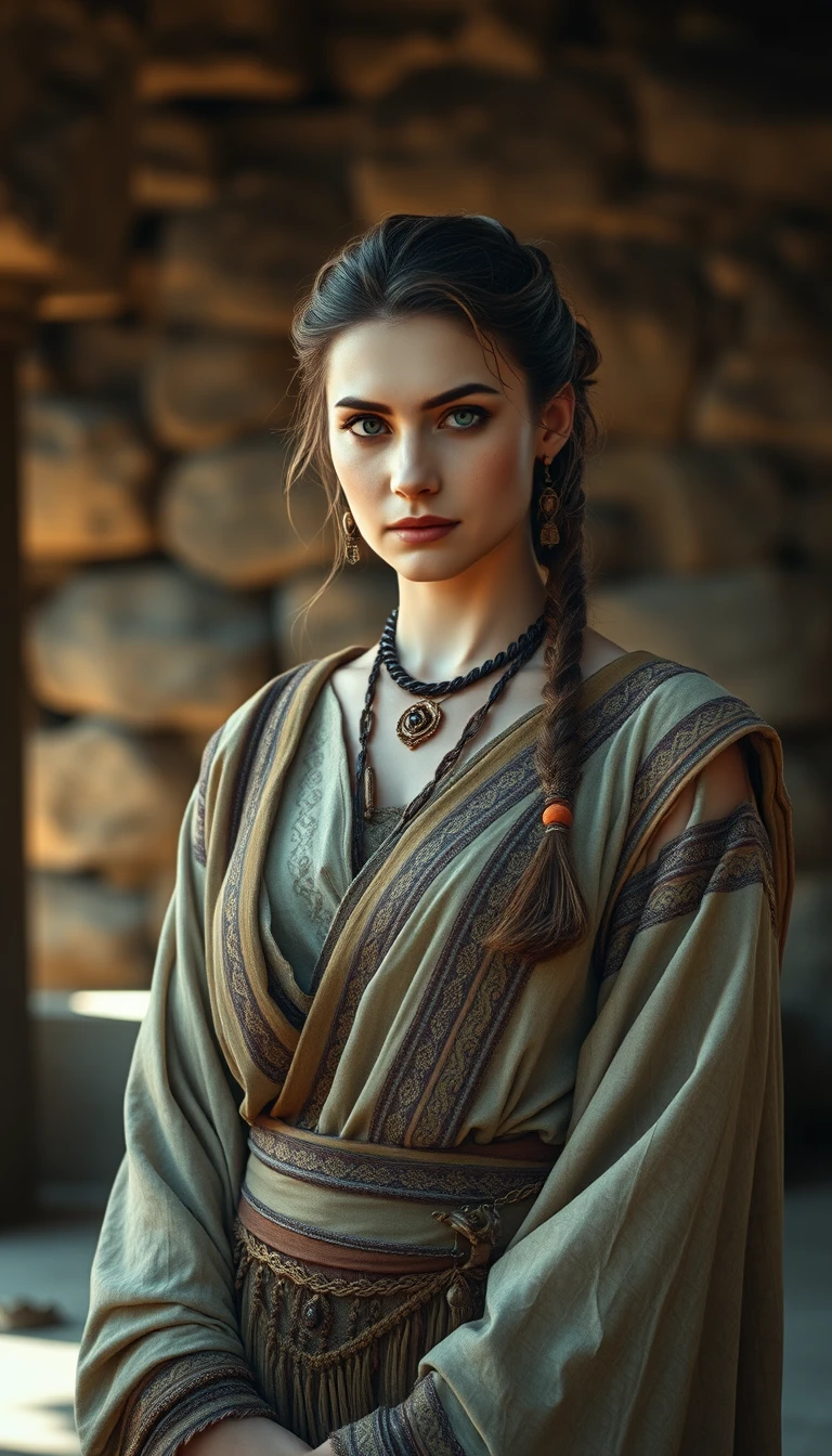 溫暖自然光下的古代傳統服飾女子