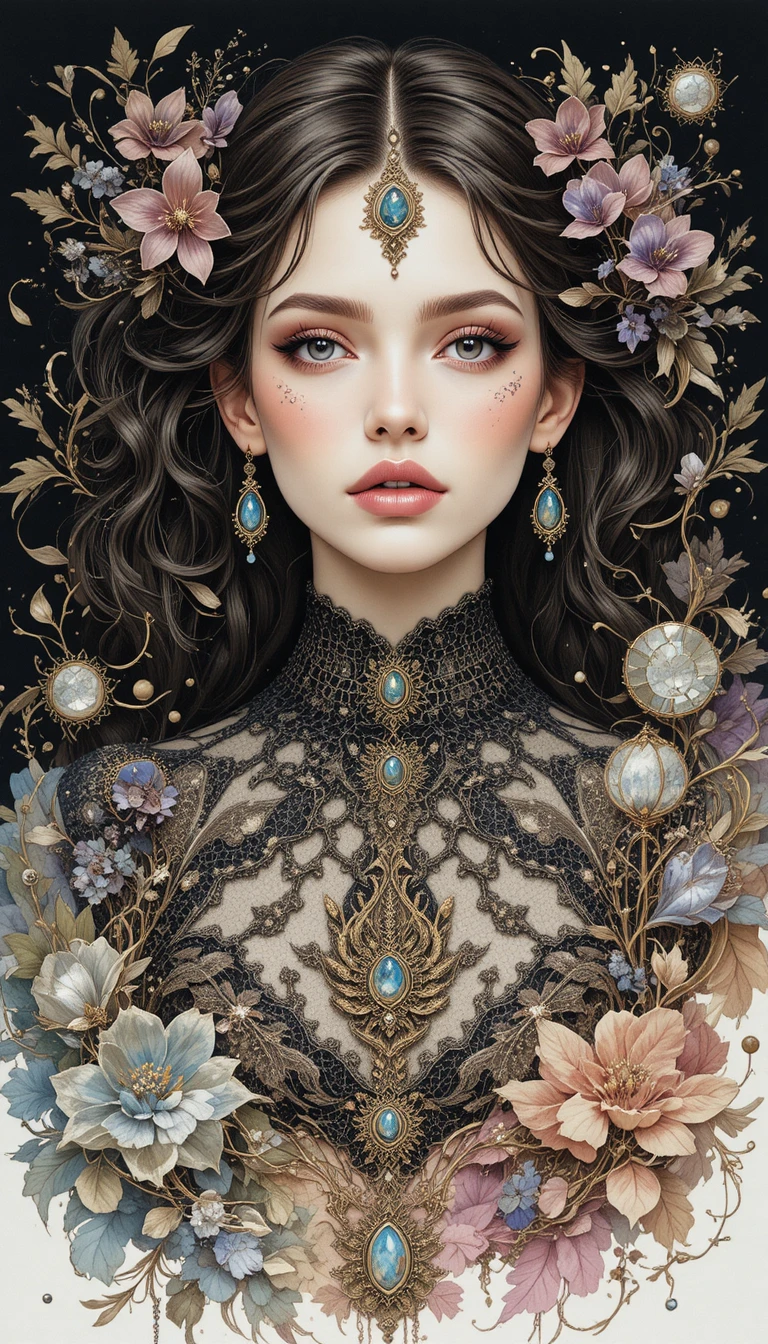 Donna spagnola fantasy con orchidea nera e gioielli luminosi