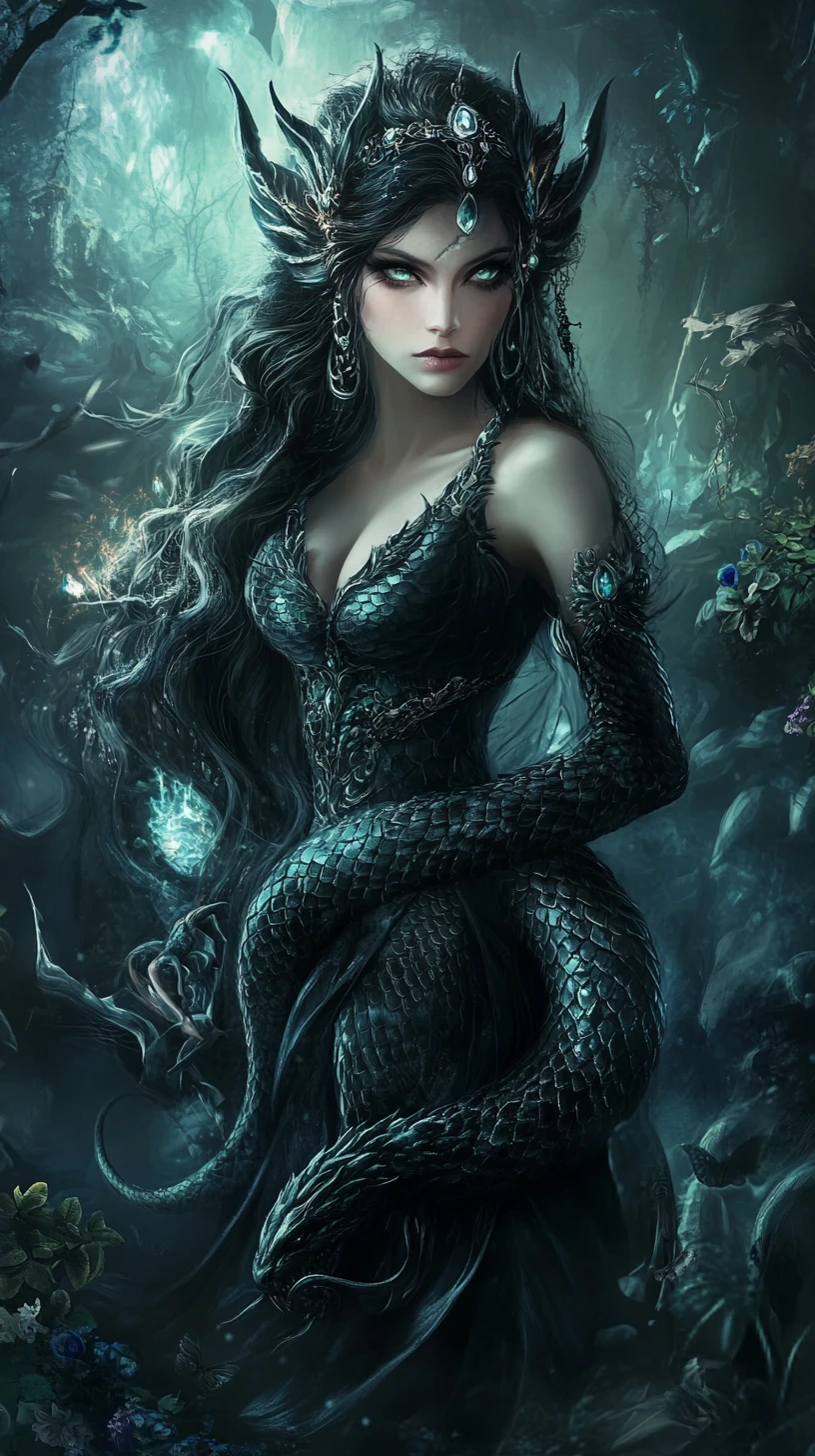 Lamia mítica con cuerpo de serpiente de la leyenda griega
