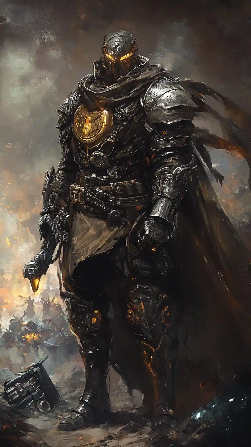 Armored stealth warriors in a surreal steampunk fantasy city