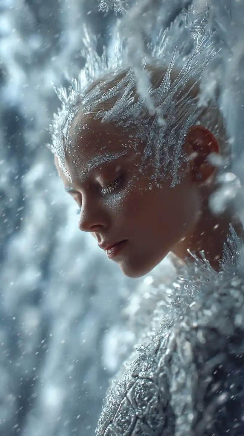 Ser de Hielo Etéreo en una Serena Tormenta Invernal