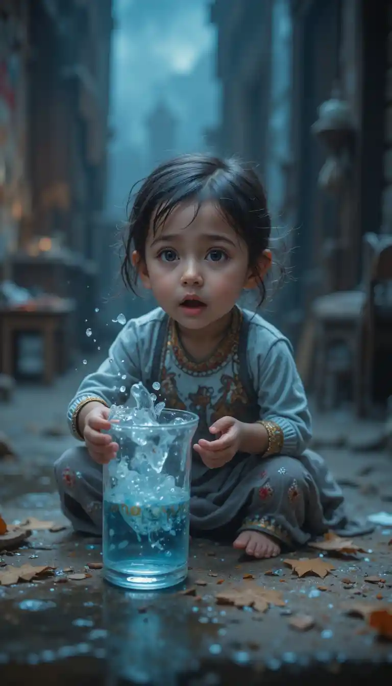 Tired man knocking at a doorway greeted by a small child