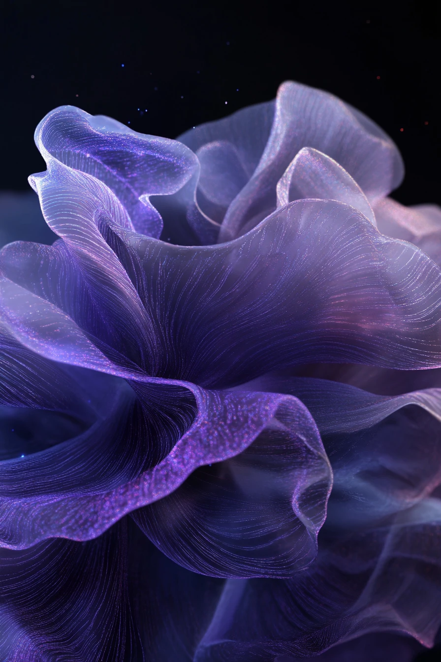 Floraison d’ombre bioluminescente dans le vide cosmique