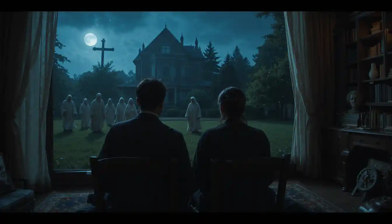 Couple Sitting In A Room At Night With Bright Moonlight
