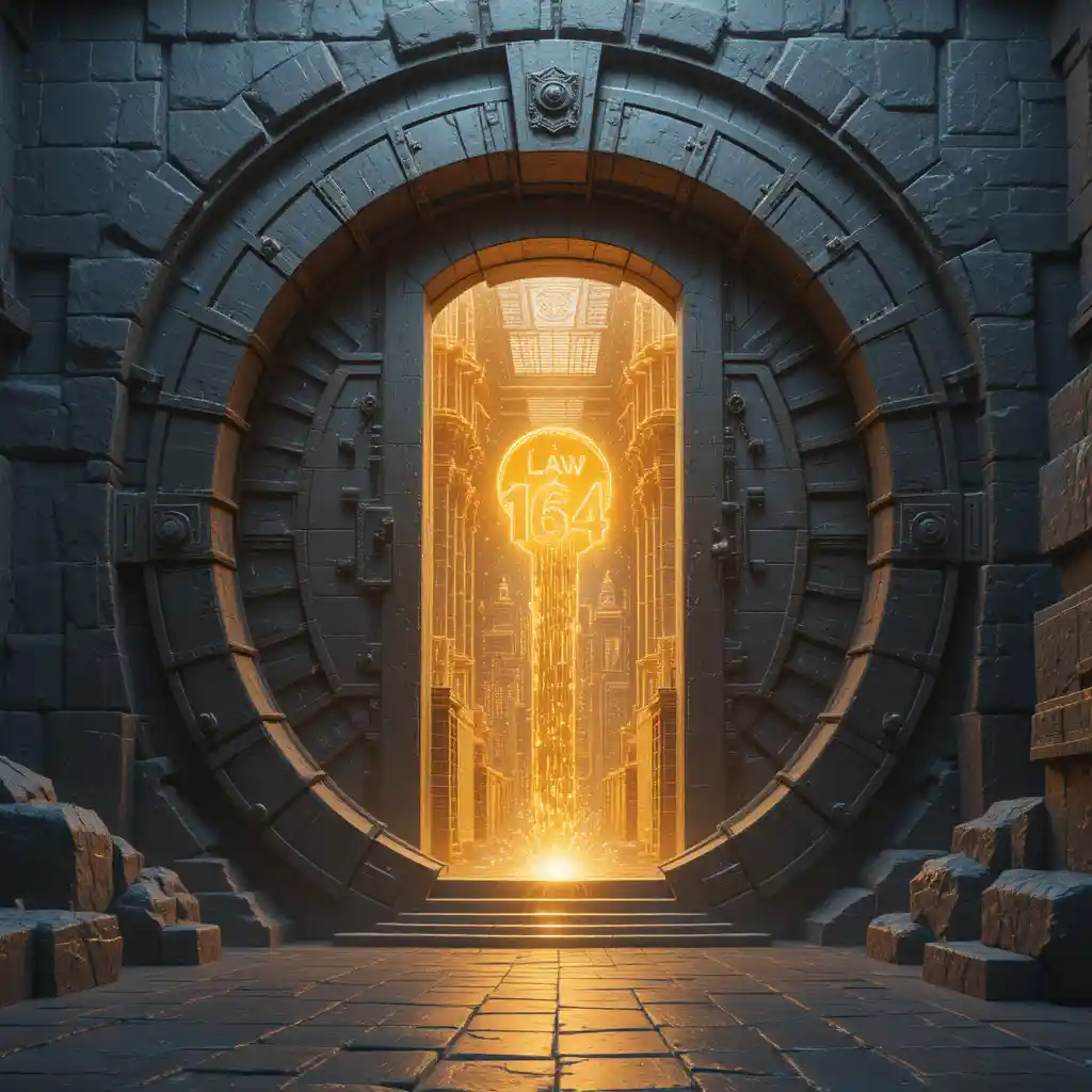 Ancient Vault Door Unlocking A River Of Digital Golden Light