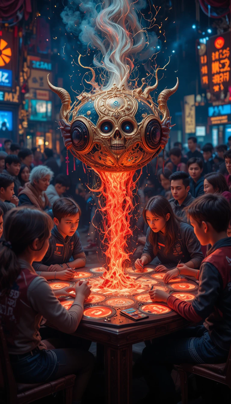 Desperate players competing in deadly childlike game arena
