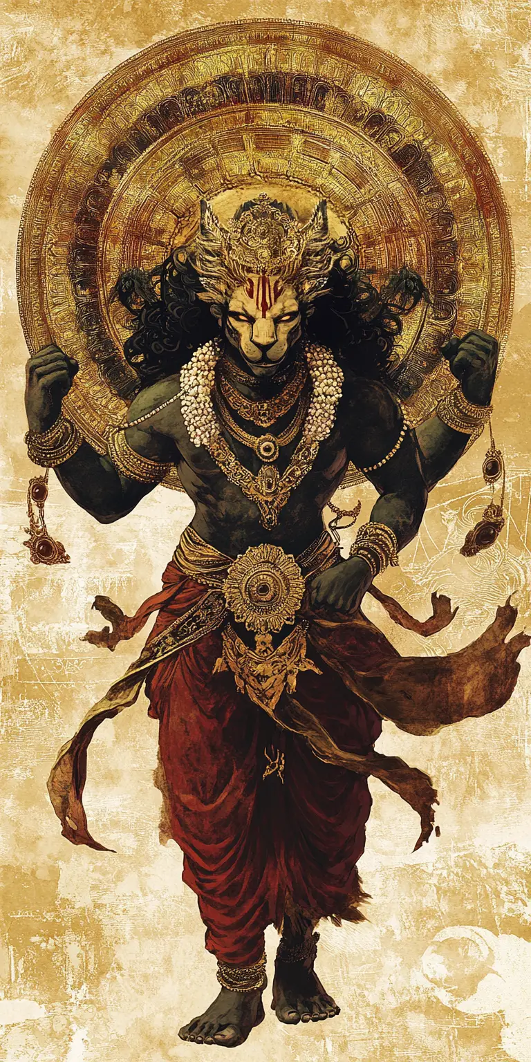 Mythical asura being in a powerful divine balance