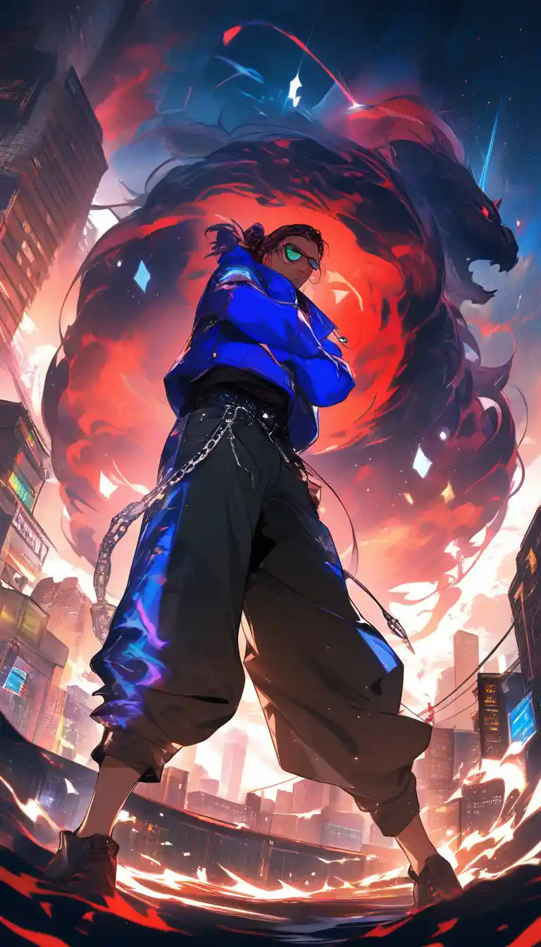Stylish young man in cityscape with low angle view