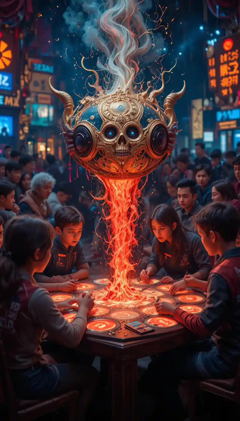 Desperate players competing in deadly childlike game arena