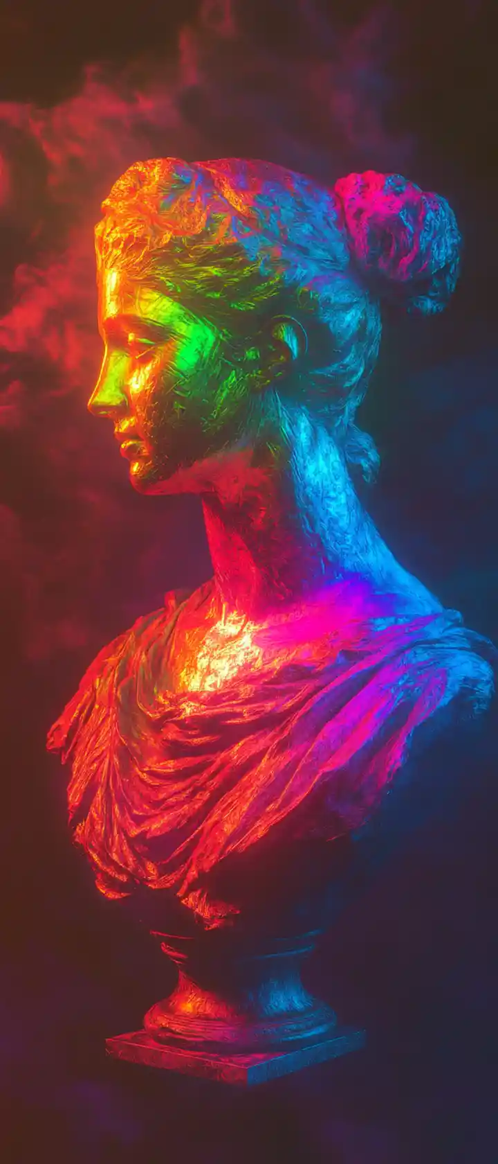 Scultura Surreale di Dea Romana in Profilo Radiante