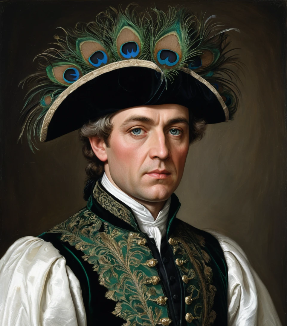 Scottish nobleman portrait in emerald velvet renaissance attire